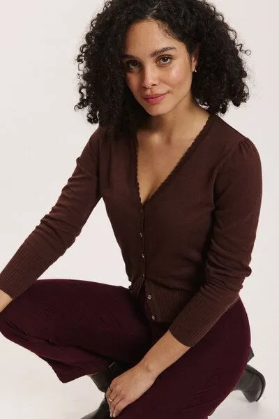 Tranquillo Tranquillo Cardigan Linaa aus Biobaumwolle, Shaved chocolate, – Produktbild 6 von 6
