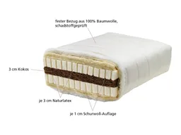 Lonsberg Lonsberg Schicht-Kombimatratze 90x200 cm (mittelweich) Fester Baumwollbezug, schadstoffgeprüft – Produktbild 1 von 1