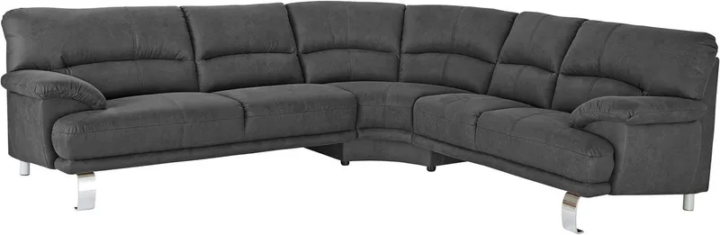 TRENDMANUFAKTUR Ecksofa Cecilia II, in italienischen Design, bequem, hoher Sitzkomfort, L-Form, extrabreite Armlehnen für noch mehr Sitzkomfort, Grau, – Produktbild 2 von 8