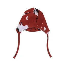Walkiddy Babymütze GOTS zertifiziert – Bio-Baumwolle, Rot mit Kranichmotiv, Bindebänder, weich & elastisch, bequemer Sitz | Walkiddy – Produktbild 1 von 1