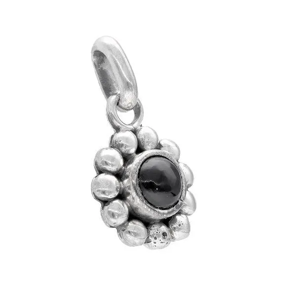 pakilia pakilia Silber Kette Blumen Obsidian Fair-Trade und handmade – Produktbild 3 von 4