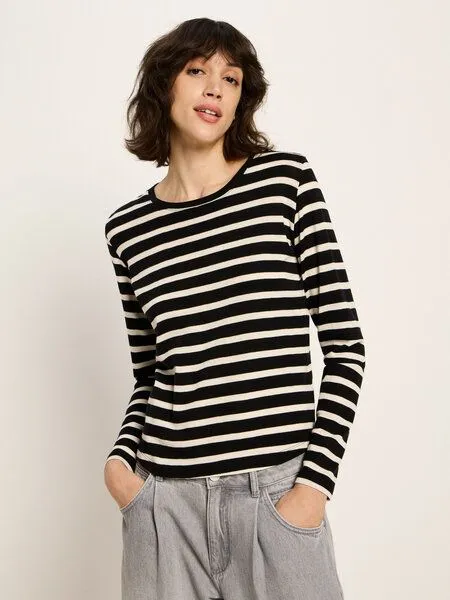 LANIUS LANIUS Langarmshirt, Black-off white, – Produktbild 2 von 4