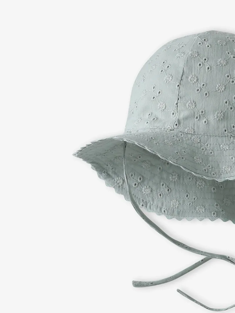 Vertbaudet Mädchen Baby Sonnenhut mit Lochstickereien salbei, Salbeigrün, – Produktbild 2 von 2