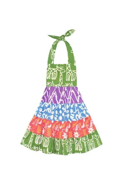 Global Mamas Global Mamas Bio Karussellkleid - Chroma, Giraffe (olive), – Produktbild 2 von 3