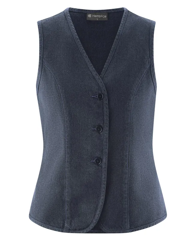 HempAge Hempage Damen vegan Weste Aus Twill Marineblau, Blau, – Produktbild 2 von 2