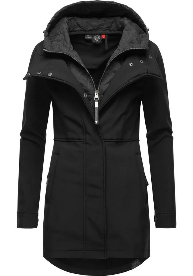 ragwear ragwear Softshellmantel Ybela sportliche, gefütterte Outdoorjacke mit Kapuze, Schwarz, – Produktbild 2 von 4