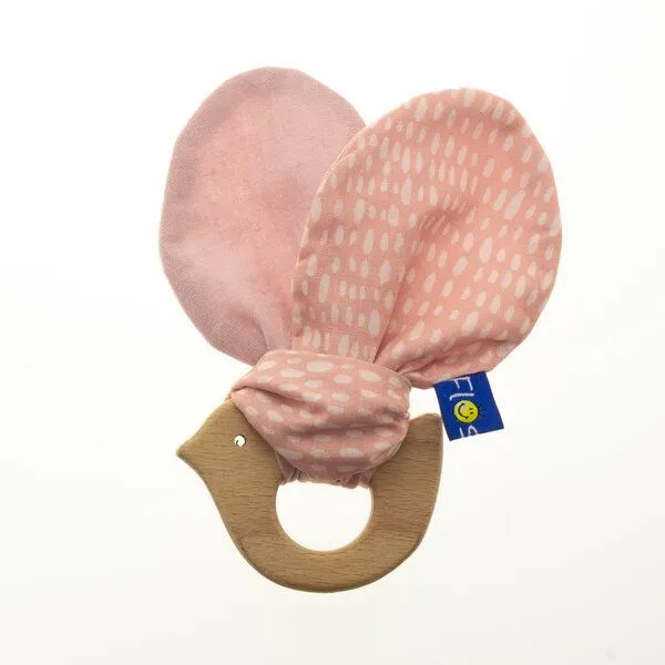 Flosinn Flosinn Knisterohren Baby mit Beißring Vogel Bio-Greifling, Rosa, – Produktbild 3 von 3