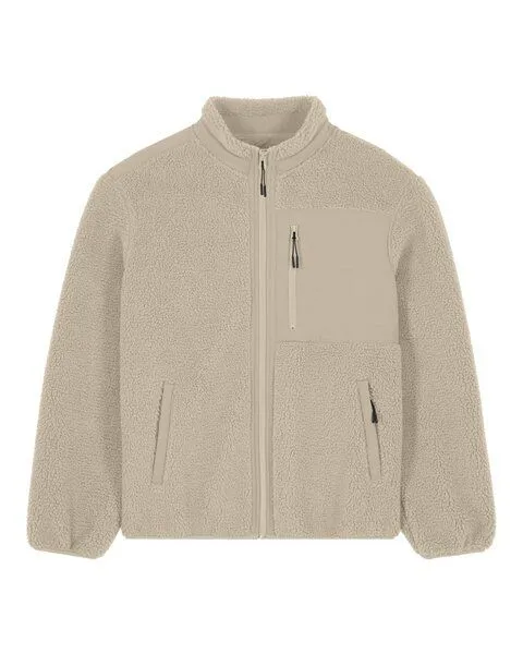 Kultgut Kultgut PRE-Order- New Recycling Generation - Kuschelige Sherpa Fleecejacke / With Love, Beige, – Produktbild 1 von 3