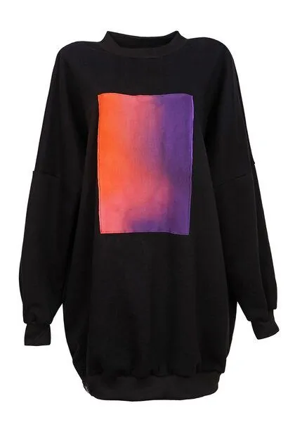 Lena Schokolade Lena Schokolade Long Sweater Verlauf aus Bio-Baumwolle, Schwarz, – Produktbild 1 von 1