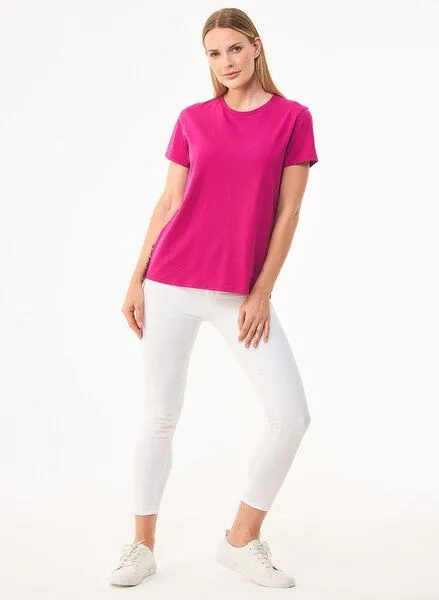 ORGANICATION ORGANICATION Damen Basic T-Shirt aus Bio-Baumwolle, Pink(raspberry pink), – Produktbild 2 von 4
