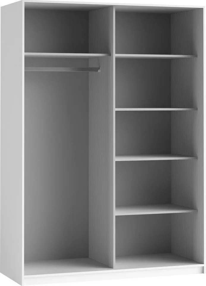 Home affaire Schwebetürenschrank Beta Schiebetürenschrank Kleiderschrank Wäscheschrank mit Spiegel, INKLUSIVE kompletter Innenausstattung, Metallgriffe, Weiß, – Produktbild 4 von 5