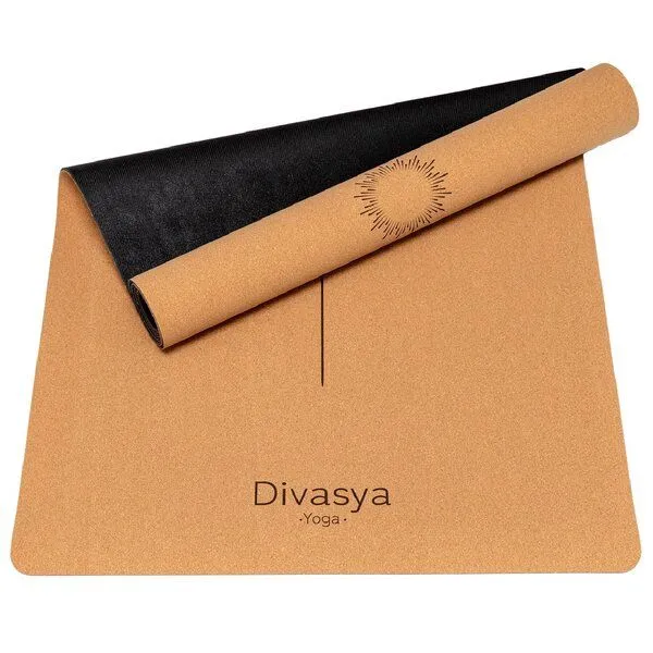 Divasya Divasya Yogamatte aus Kork & Naturkautschuk | mit Gurt & Hülle | 6 Designs, Pure align, – Produktbild 4 von 4