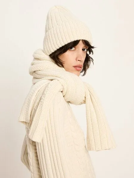 LANIUS LANIUS Strickmütze aus Bio-Schurwolle und Bio-Baumwolle, Off white, – Produktbild 1 von 4
