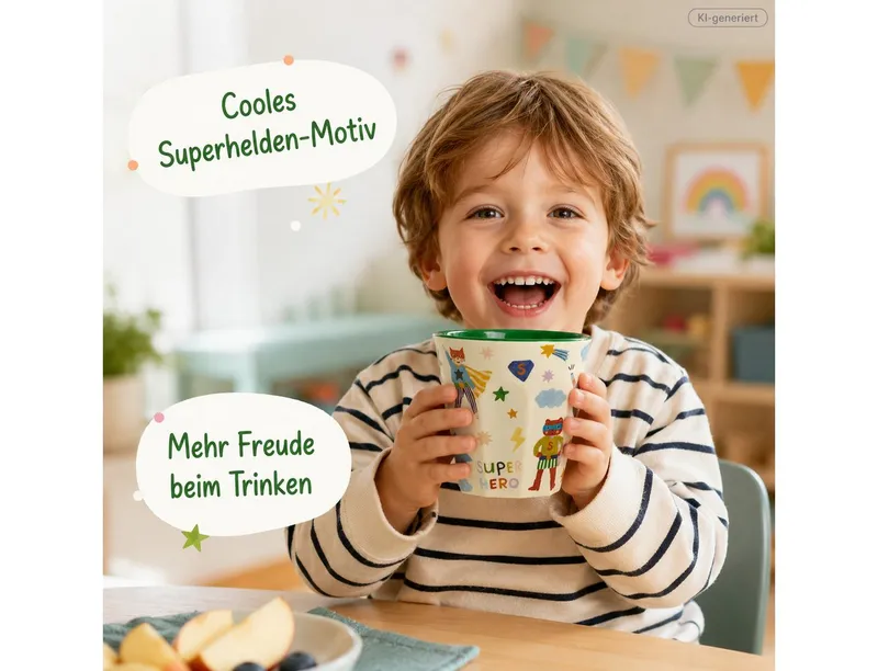 RICE RICE Becher Melamin Kinderbecher 250ml Grün Creme - Becher für Kita, 1-tlg., Melamin, Grün, – Produktbild 4 von 5