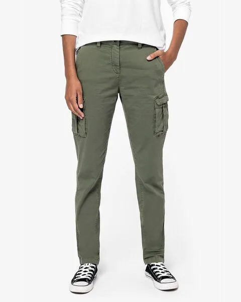 YTWOO YTWOO Nachhaltige Cargohose für Damen aus Bio-Baumwolle und Elasthan für Komfort und Stil, Khaki, – Produktbild 1 von 4