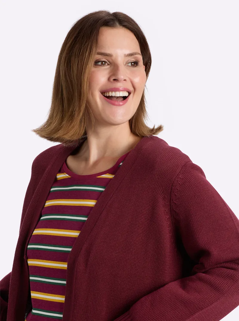 sheego Longstrickjacke, Bordeaux, – Produktbild 2 von 3