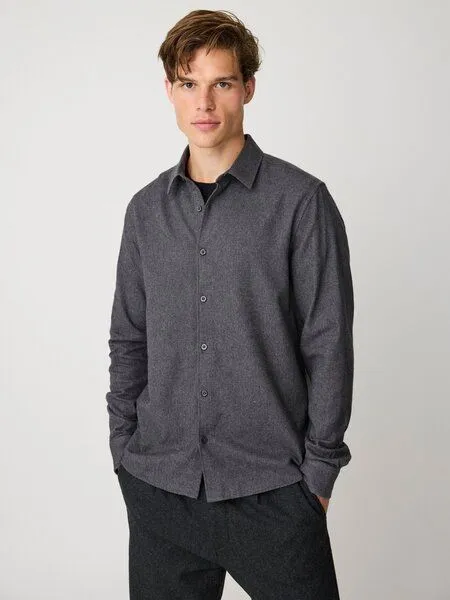 KnowledgeCotton Apparel KnowledgeCotton Apparel Flanellhemd DUNE aus Bio-Baumwolle, Grau-dark-grey-melange, – Produktbild 1 von 4