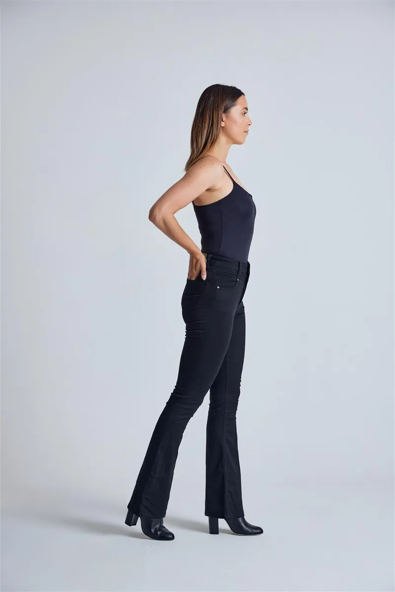 Flax and Loom Schlaghose High Waist Skinny Modell: Mavis, Ebony, – Produktbild 1 von 1
