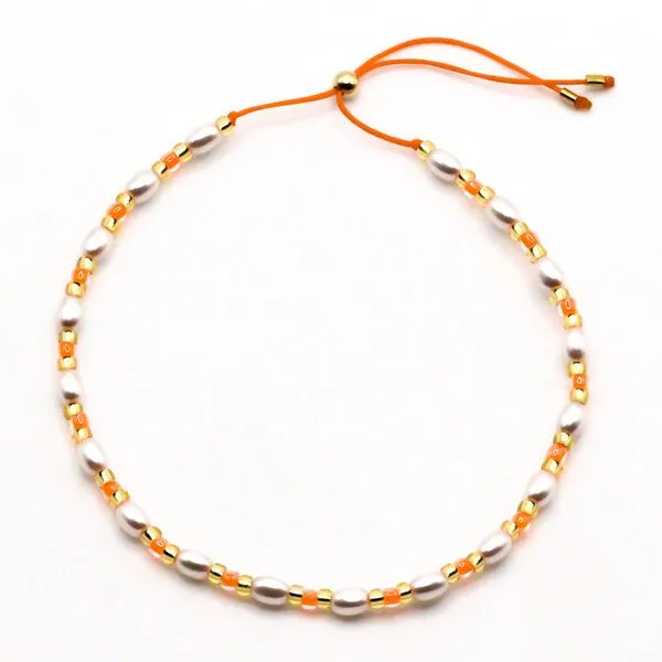 juni juni Perlenarmbänder Set Apricot - mit veganen Reiskornperlen und verstellbarer Länger – Produktbild 2 von 3