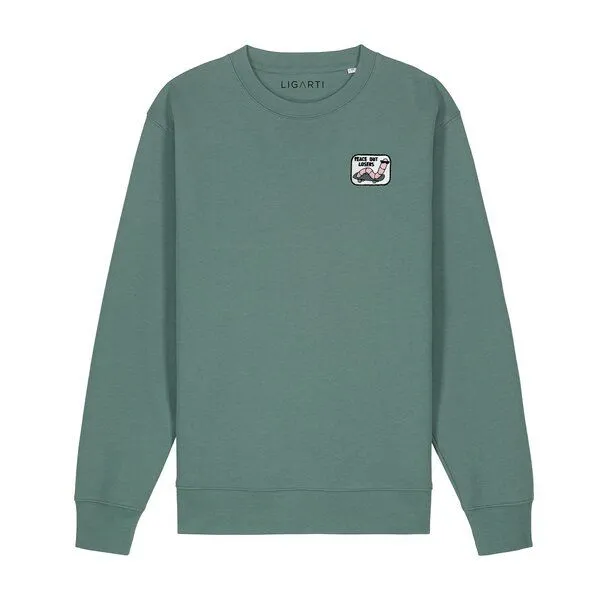 LIGARTI Bestickter Pullover – Ollie der Skater-Wurm – LIGARTI Tiermanufaktur, Hellgrau, – Produktbild 3 von 3
