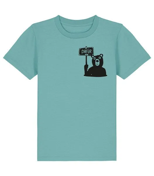 päfjes päfjes Der Bär ist DAFÜR! Du auch? - Kinder T-Shirt aus Bio Baumwolle Fair - Siebdruck, Teal monstera (mint), – Produktbild 2 von 3