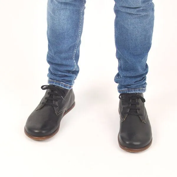 Pololo Pololo knöchelhoher Barfußschuh Dublin, pflanzlich gegerbtes Leder, Schwarz, – Produktbild 4 von 4