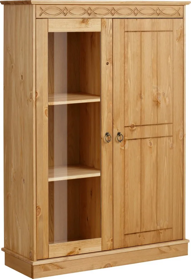 OTTO home Highboard Indra, Vitrine, Breite 85 cm, aus massiver Kiefer, Beige, – Produktbild 3 von 5