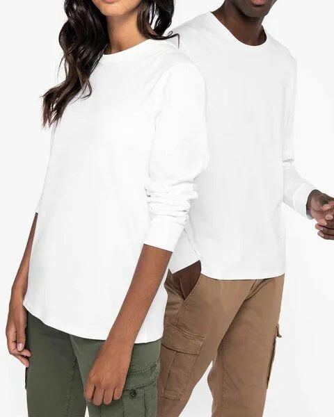 YTWOO YTWOO EcoSleeve Unisex Bio-Baumwolle Langarmshirt, Weiß, – Produktbild 1 von 4
