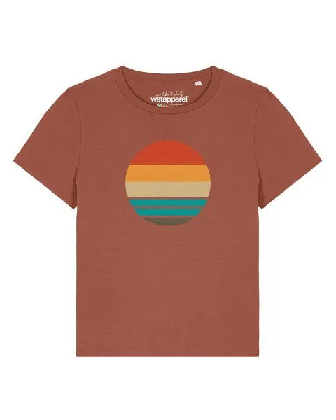 watapparel watapparel T-Shirt Frauen Retro Sunset Ocean, Heritage brown, – Produktbild 1 von 2