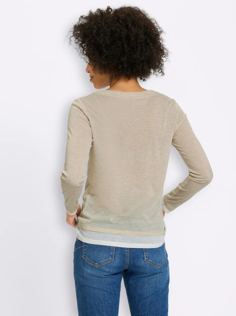 heine 2-in-1-Langarmshirt sand-meliert, Sand-meliert, – Produktbild 2 von 2