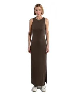 GORG GORG Damen vegan Kleid Ärmellos Olivbraun – Produktbild 1 von 1