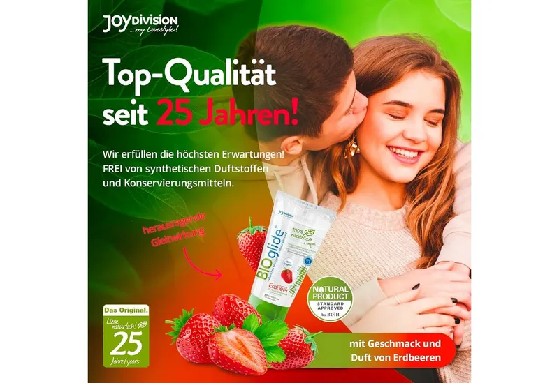 JOYDIVISION JOYDIVISION Gleitgel BIOglide Erdbeere, zertifizierte Naturkosmetik, vegan, Erdbeerduft und Geschmack – Produktbild 4 von 5