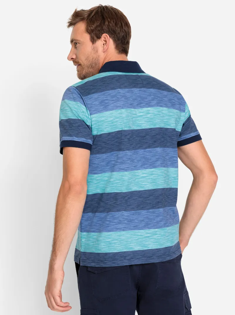 Catamaran Kurzarm-Poloshirt, Dunkelblau-gestreift, – Produktbild 2 von 2