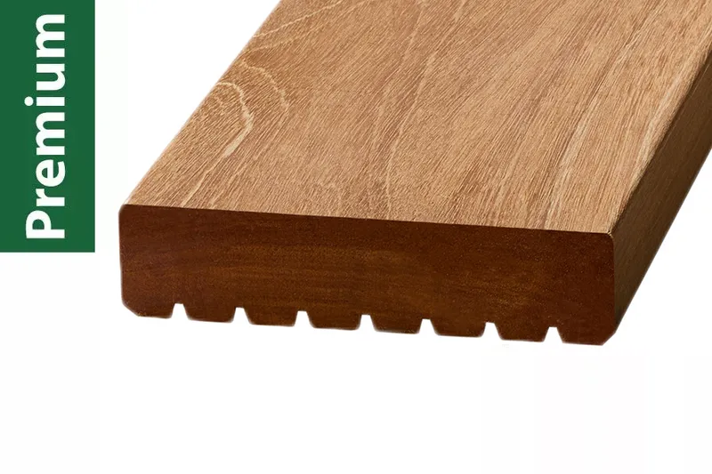 woodstore24 Bangkirai Premium KD, einseitig grob / einseitig glatt gehobelt 35 x 145 mm - Länge: 2,74 m - Sichtseite glatt – Produktbild 1 von 1