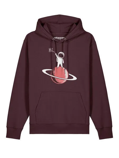 watapparel watapparel Hoodie Unisex Astronaut says Hi, Red brown, – Produktbild 2 von 4