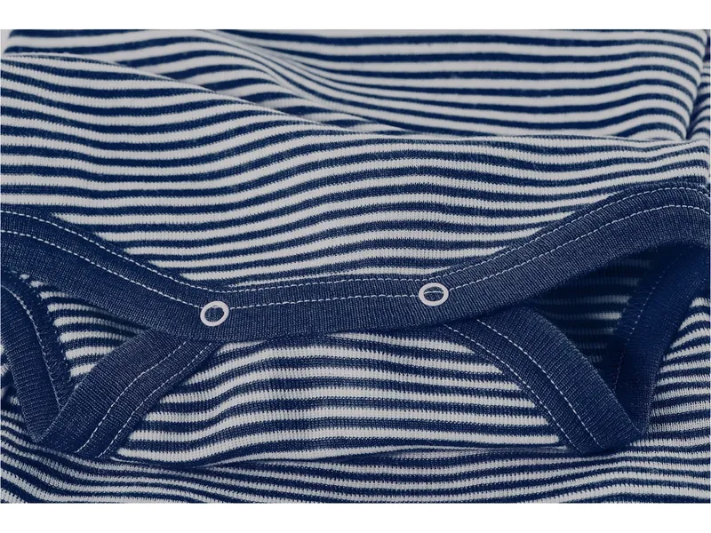 Cosilana Cosilana Baby Body Langarm Wolle Seide blau-geringelt Gr. 62/68, Blau, mehrfarbig, – Produktbild 2 von 2