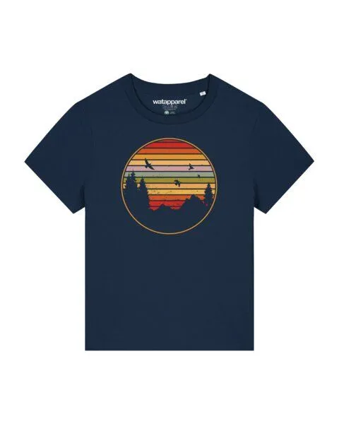 watapparel watapparel T-Shirt Frauen Sunset Berge & Tannen, French navy, – Produktbild 1 von 3