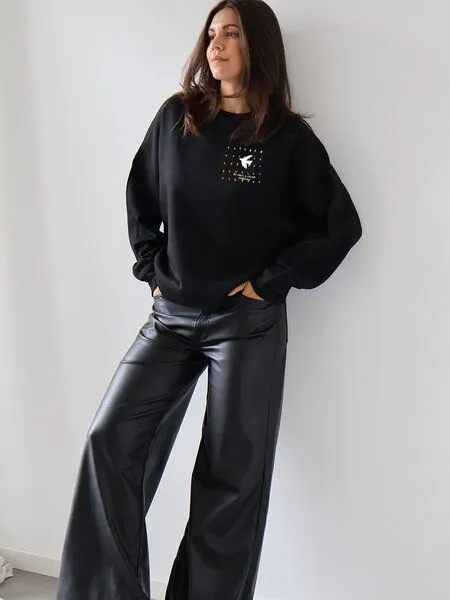 Kultgut Kultgut Artdesign - Pulloversweater Boxistyle / BE FREE & PROUD YOURSELF, Schwarz, – Produktbild 6 von 8