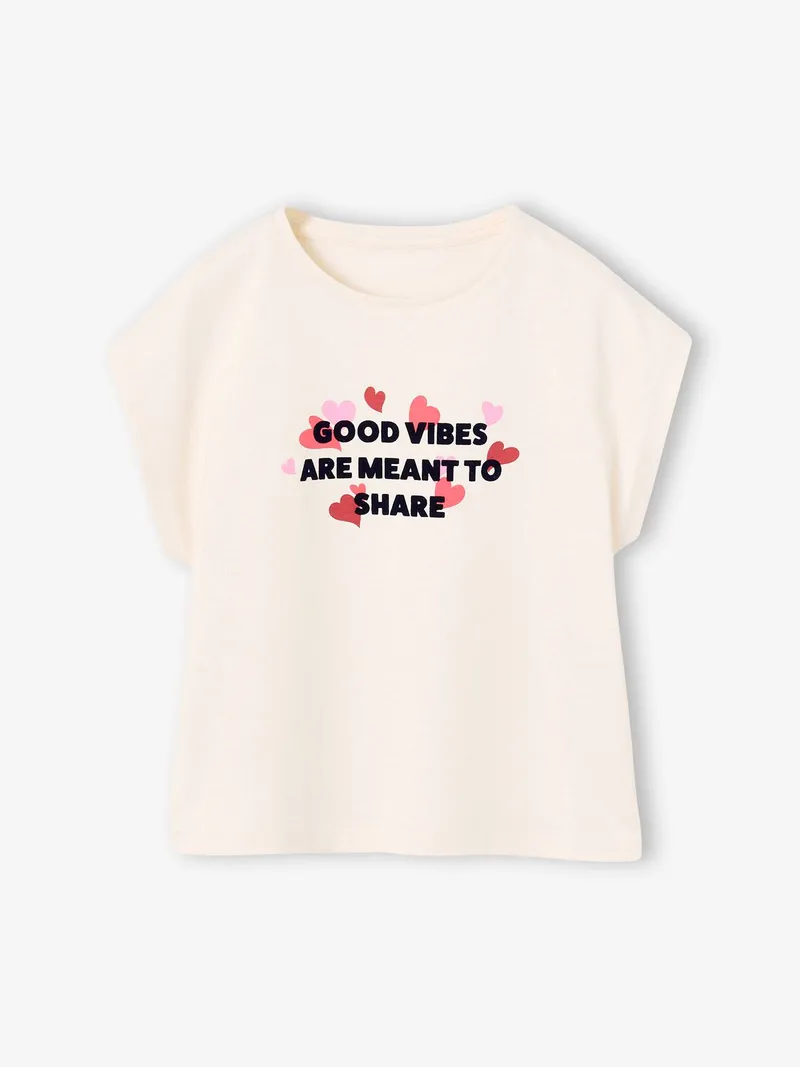 Vertbaudet T-Shirt in Kastenform Mädchen, Wollweiß, – Produktbild 1 von 3
