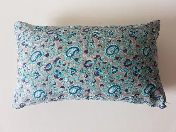 BAGHI BAGHI eckiges Meditationskissen Jaipur, Grau-blauer print, – Produktbild 2 von 3