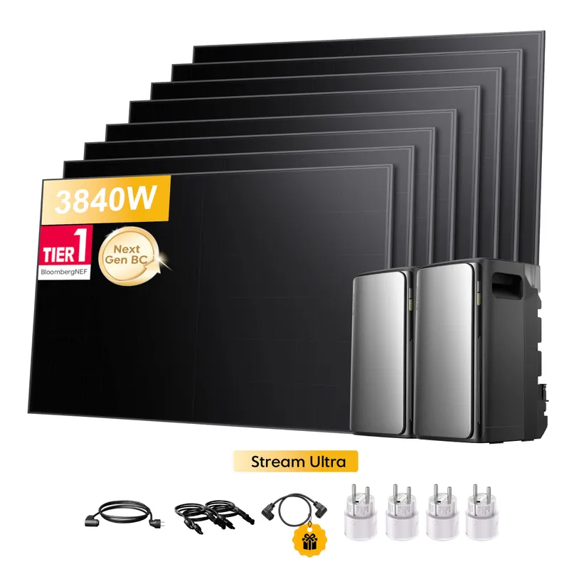 EcoFlow 2x EcoFlow Stream Ultra, All-in-One Speicher für Balkonkraftwerke, mit 8 x 480Wp Sunpro BC Bifazial Full Black Solarmodul, by Powerness - 2x Stream Ultra | 3840Wh / 4 x Smart Plug / Standardversand – Produktbild 1 von 1
