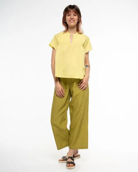 Alma & Lovis Alma & Lovis Charmantes Blusenshirt aus feinster Bio-Baumwolle | Batist Bluse, Citron (gelb), – Produktbild 2 von 3