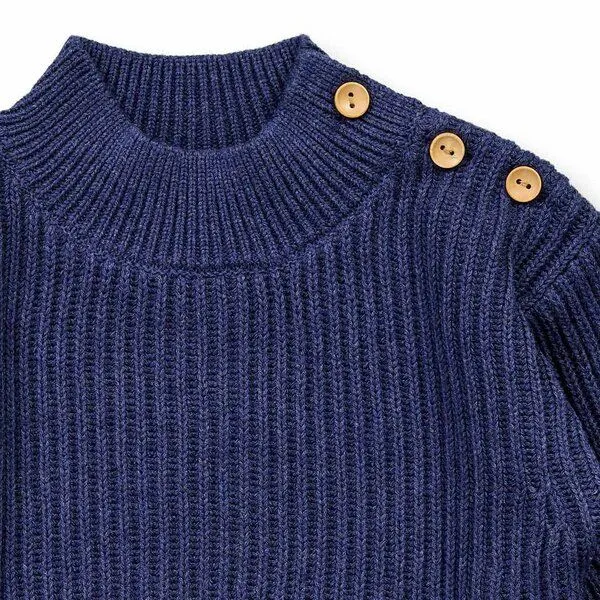 Sense Organics Sense Organics Baby Strickpullover, Modell VARUNY, Navy melange, – Produktbild 2 von 3