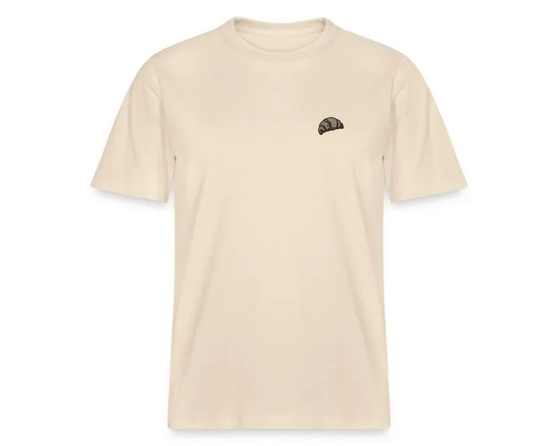 Spreadshirt T-Shirt Croissant bestickt Französisches Stick Motiv Relaxed Fit Unisex T-Shir (1-tlg) Locker geschnittenes Unisex T-Shirt mit eingesetzten Ärmeln, Beige, – Produktbild 1 von 4