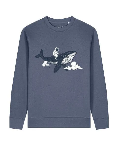 watapparel watapparel Sweatshirt Unisex Spacewhale, Blue grey, – Produktbild 1 von 2