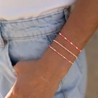 juni juni Sommer Perlenarmband "Pearl" in neon pink, lila, gelb oder golden, Pink, – Produktbild 1 von 3