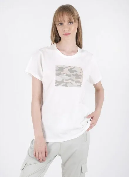 ORGANICATION ORGANICATION T-Shirt aus Bio-Baumwolle mit Camo-Print, Weiß(off white), – Produktbild 1 von 4