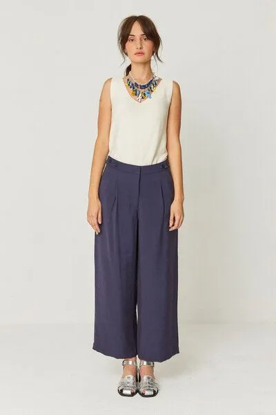 SKFK SKFK Culotte Hose - Ilia - aus Ecovero, Navy violet (lila), – Produktbild 3 von 4