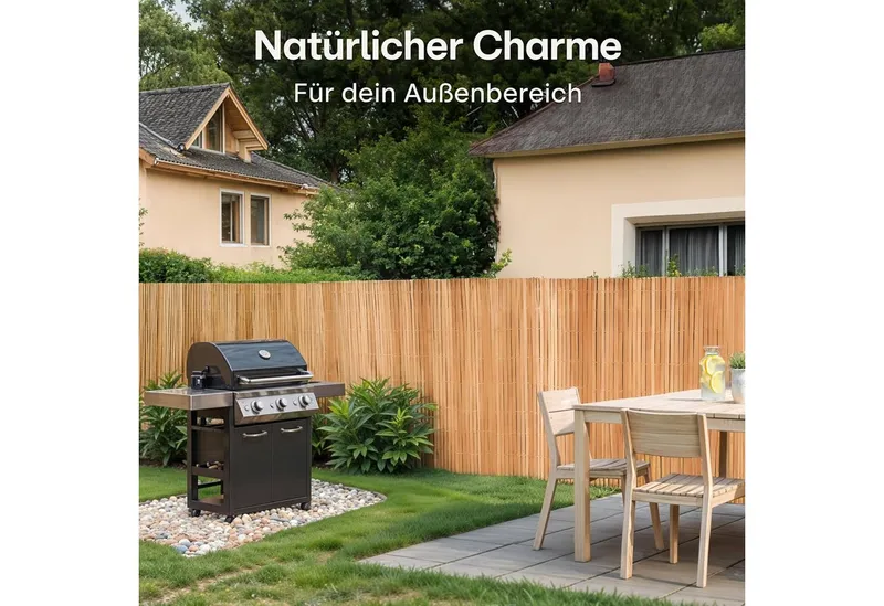 Praknu Balkonsichtschutz Balkon Sichtschutz Holz - FSC® Zertifiziertes, Natürliches Schilf (Sichtschutzmatte Bambus, Bambus Sichtschutz 300x90cm FSC-zertifiziert wetterfest) Einsetzbar Im Innen- Und Außenbereich - Sichtschutz für Garten, Zaun, Braun, – Produktbild 5 von 5