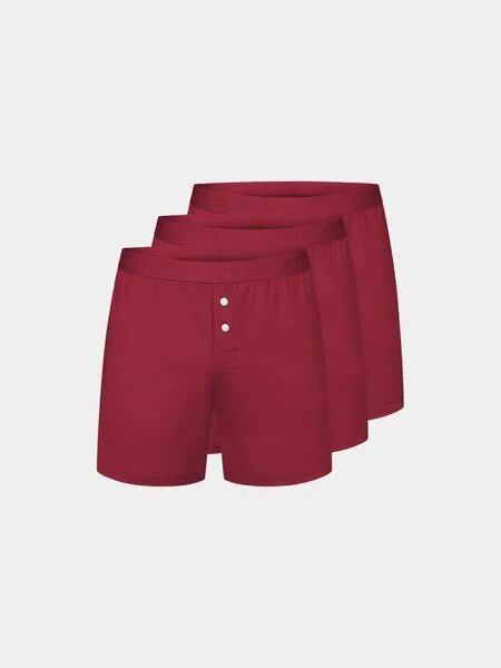 erlich textil erlich textil Light Touch Boxers im 3er Pack, weite Boxershorts aus weichem Modal, made in Europe, Bordeaux, – Produktbild 7 von 8